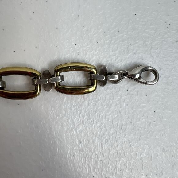 Vintage Brighton Charm Bracelet 2 Tone Links Heart Dangle 8” Long - Picture 11 of 13